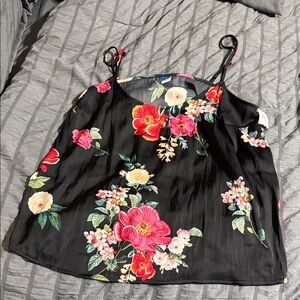 Old Navy Black Camisole with Vibrant Floral Pattern